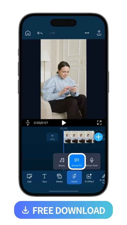 highlight sound FX feature from Audio feature of PowerDirector